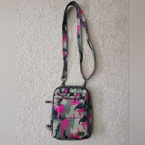 LUG Pink and Green Camo Crossbody Purse with RFID-Blocking Technology